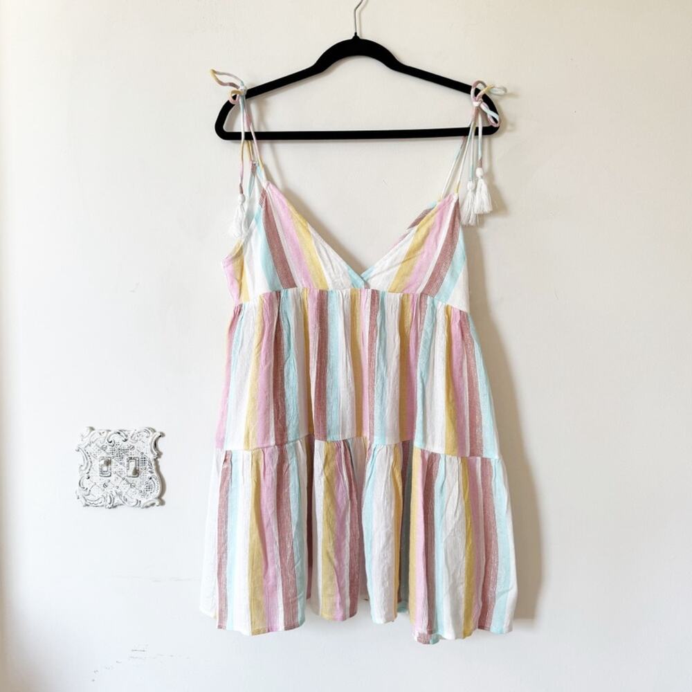 NWOT L*Space Isabella Metallic Almalfi Coast Striped Babydoll Dress Coverup M - Picture 5 of 13
